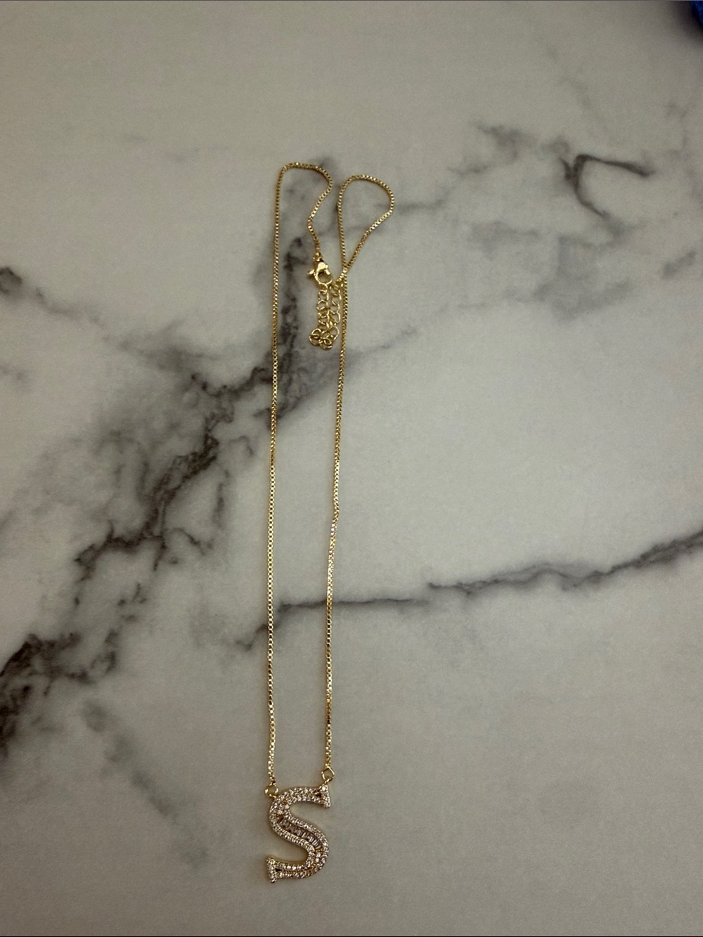 Gold Letter 'S' Pendant Necklace